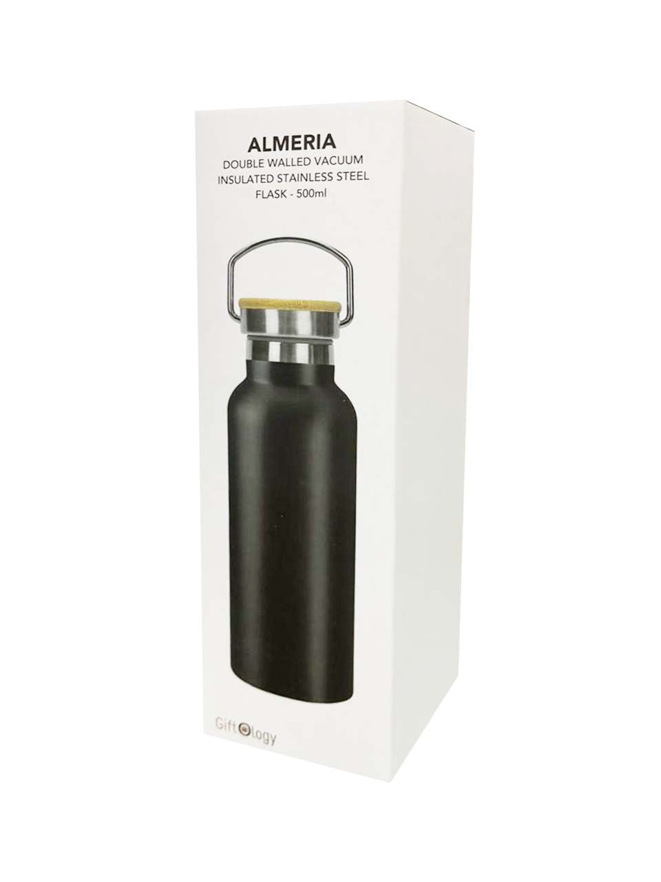 ALMERIA - Giftology Double Wall Stainless Steel Bottle 500ml - Black