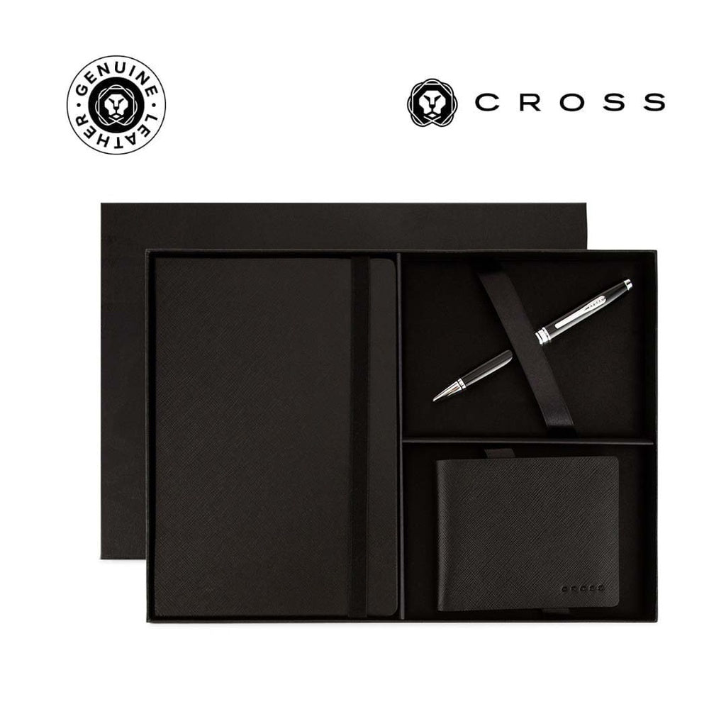 Cross Coventry Ballpoint Pen with Notebook and Coin Wallet Gift Set - Black
