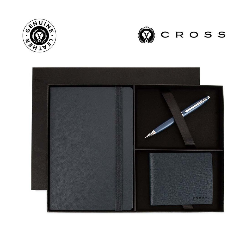 Cross Calais™ Ballpoint Pen with Notebook and Coin Wallet Gift Set - Blue