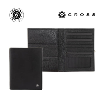 CROSS Soft Grain Leather 9CC Passport Travel Wallet - Black