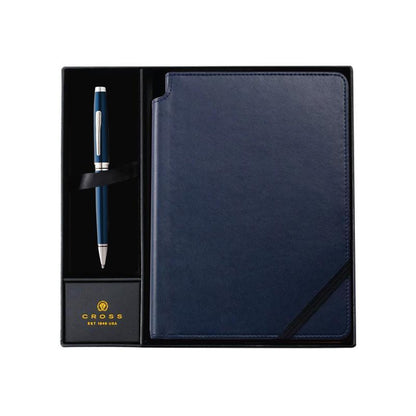 Cross Coventry Blue Lacquer Ballpoint Pen with Classic Blue Journal Gift Set
