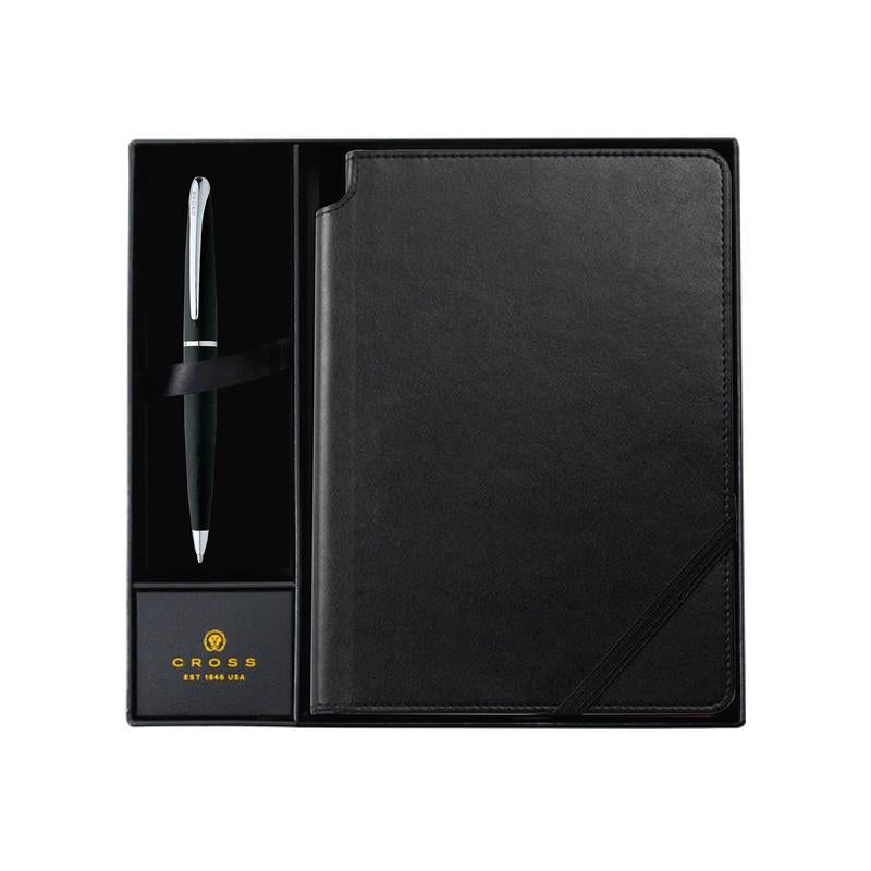 Cross ATX® Basalt Black Ballpoint Pen with Classic Black Journal Gift Set