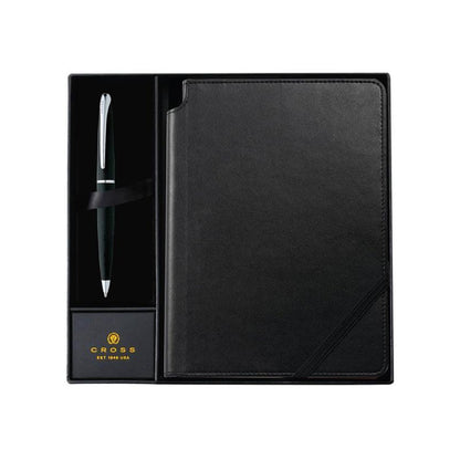 Cross ATX® Basalt Black Ballpoint Pen with Classic Black Journal Gift Set