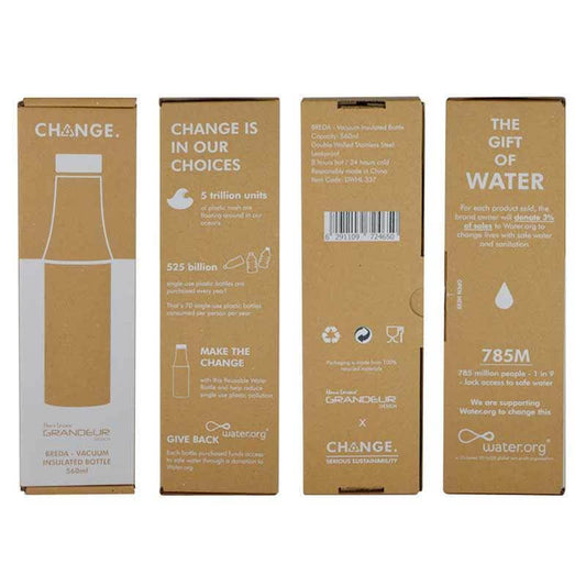 R-BREDA - CHANGE Collection Recycled Insulated Water Bottle - Black