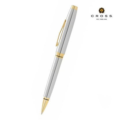 Cross Coventry Chrome/Gold Ballpoint Pen with Classic White Journal Gift Set
