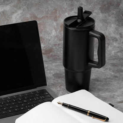 BERN 2.0 - Hans Larsen Recycled Stainless Steel Tumbler with Straw Lid - Black