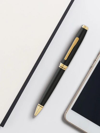Coventry Classic Black Lacquer with Gold Tone Appointments Ballpoint Pen (Blue Ink)