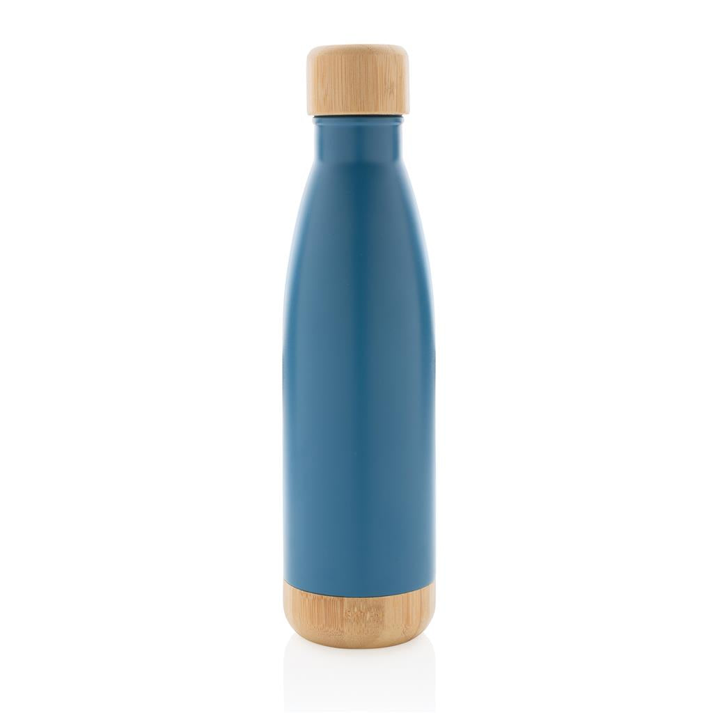 ODESSA - Giftology Double Wall Stainless Bottle with Bamboo Lid and Base - Blue