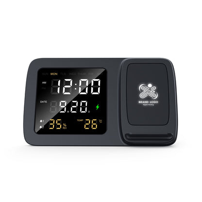RISE - Giftology Digital Alarm Clock & Wireless Charger - Black