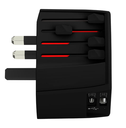 SKROSS World Travel Adapter MUV USB (AC) - USB & Type C ports - Black