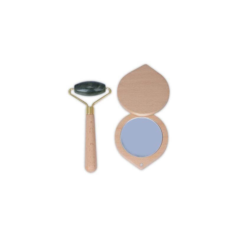 LUNA - Set of Jade Face Roller, Guasha and Mirror