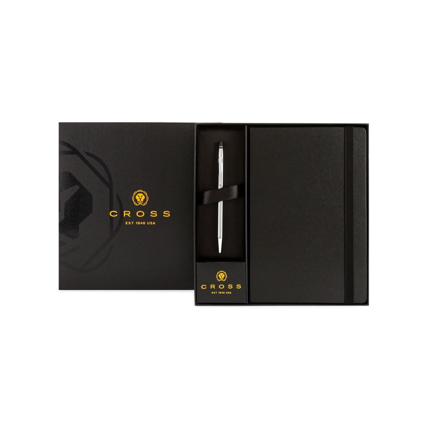 Cross Click™ Chrome Ballpoint Pen & A5 Hardcover Notebook Gift Set - Black