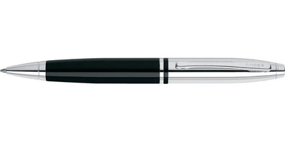 Cross Calais™ Chrome/Black Lacquer with Polished Chrome Appointments Ballpoint Pen (Blue Ink)
