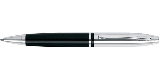 Cross Calais™ Chrome/Black Lacquer with Polished Chrome Appointments Ballpoint Pen (Blue Ink)