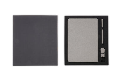 LENZEN - CHANGE ZERO Sustainable Gift Set with Refillable Notebook, Pen & USB Keychain - Grey