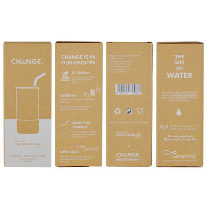 BORCULO - CHANGE Collection Insulated Tumbler with Reusable Straw - Black